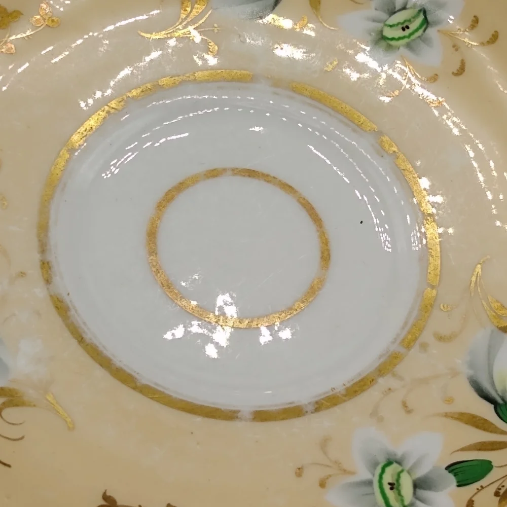 Rockingham Porcelain Gold Lily Tea Cup Saucer 230 Vintage Antique